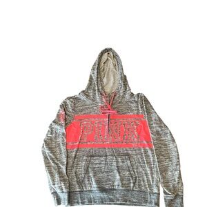 PINK Grey & Coral Logo Hoodie size Medium Y2k
